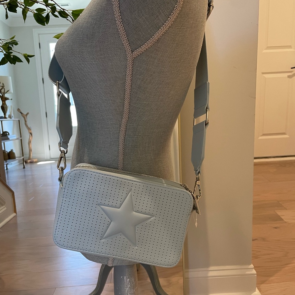 VINTAGE HAVANA Light Blue Star Embossed Crossbody Bag